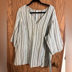 Roaman's Cream Boxy Tunic with 3/4 Sleeves